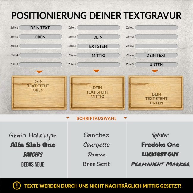 Gro&szlig;e Schneidebrett mit Gravur selbst gestalten - Eschenholz