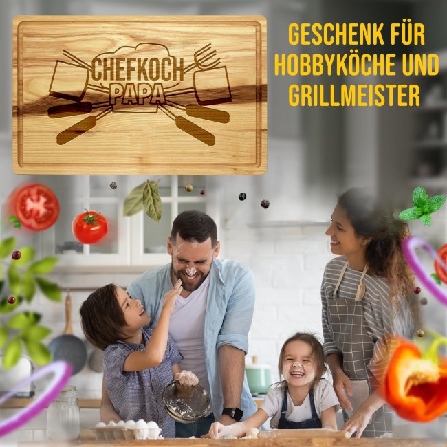 Gro&szlig;es Schneidebrett mit Gravur - Chefkoch Papa