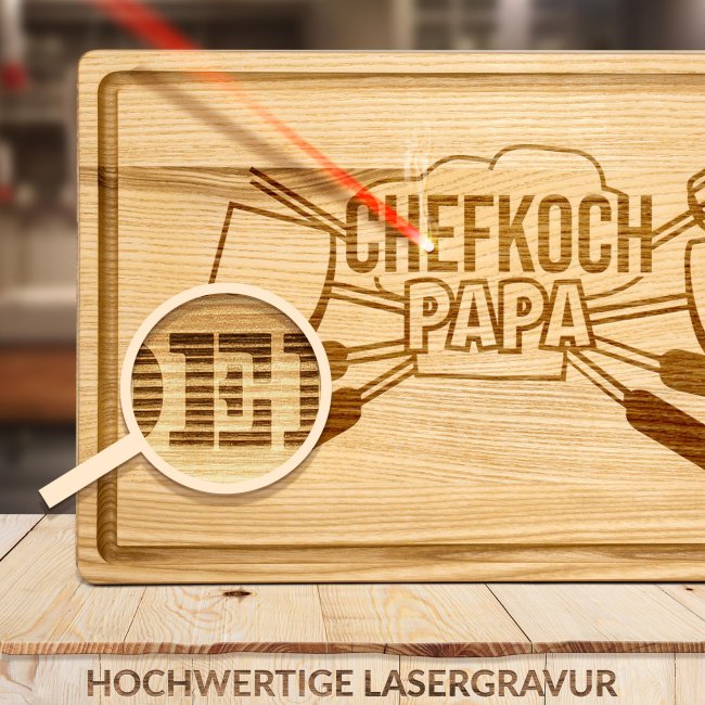 Gro&szlig;es Schneidebrett mit Gravur - Chefkoch Papa