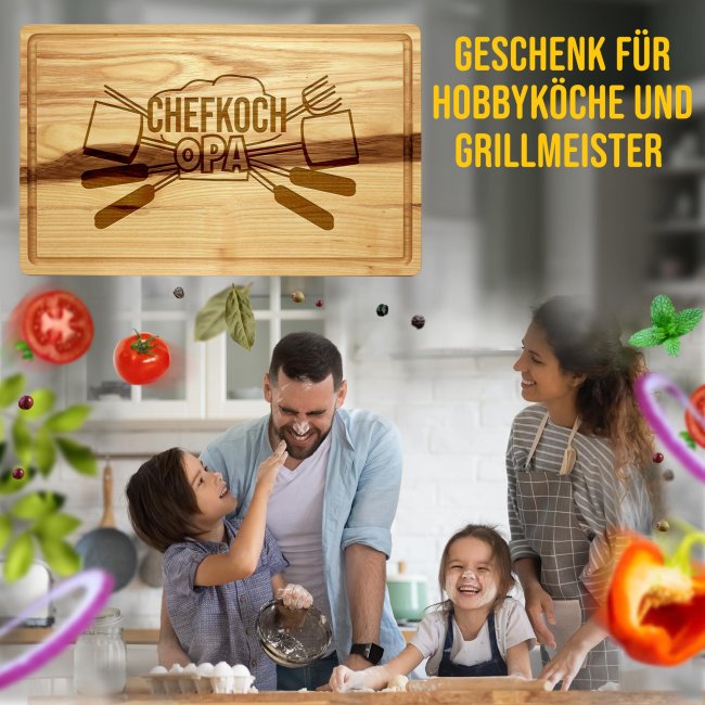 Schneidebrett mit Gravur - Chefkoch Opa