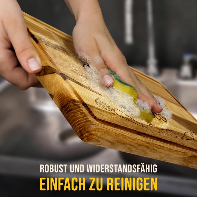 Gro&szlig;es Schneidebrett mit Gravur - Hier schnibbelt - mit Name personalisierbar