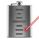 Flachmann personalisierbar mit Textgravur - 225 ml in Silber