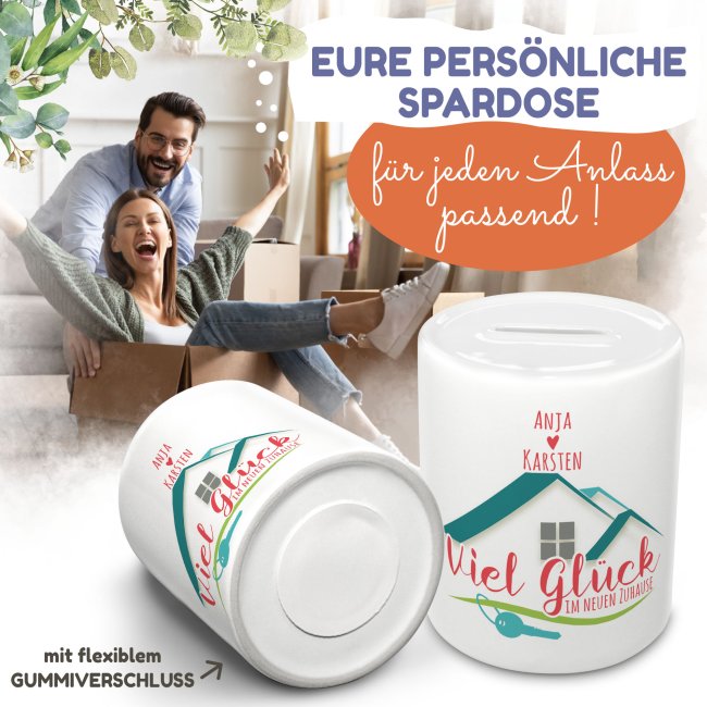 Spardose zum Einzug - Neues Zuhause - mit Namen personalisierbar