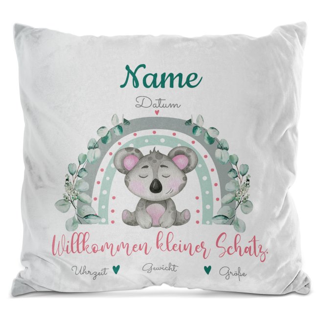 Kissen mit Koala - Kleiner Schatz - personalisierbar mit Name und Geburtsdaten