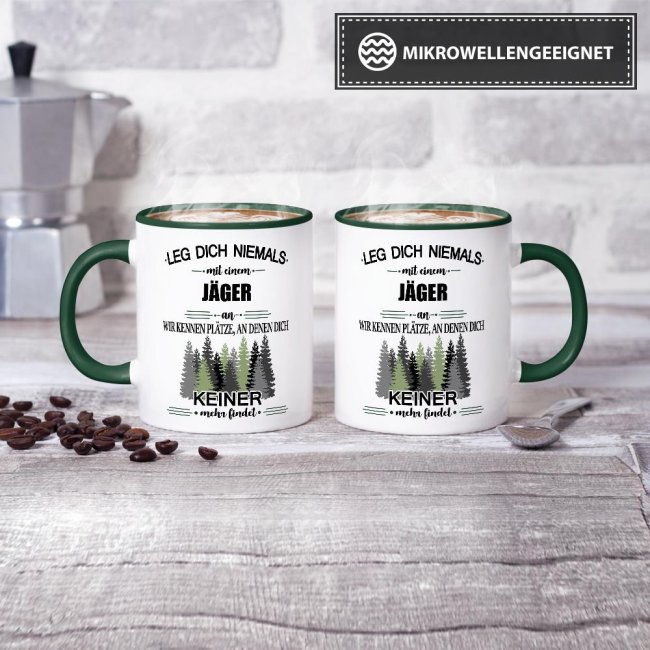 Tasse f&uuml;r J&auml;ger und J&auml;gerin - Leg dich niemals mit einem J&auml;ger/einer J&auml;gerin an