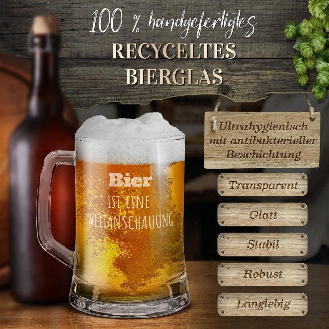 Personalisiertes Bierglas mit Gravur selbst gestalten - mit Henkel - 450 ml