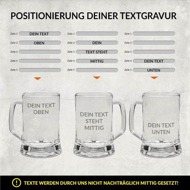 Personalisiertes Bierglas mit Gravur selbst gestalten - mit Henkel - 450 ml