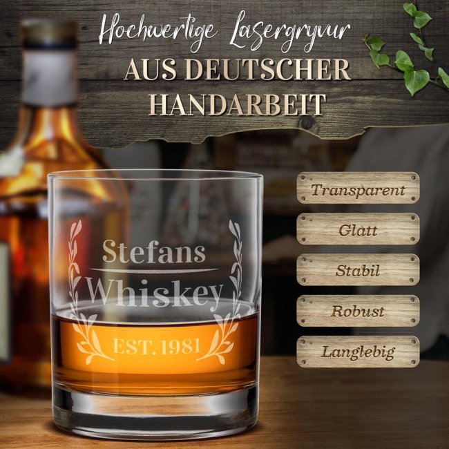 Whiskyglas - Whiskey-Jahr &amp; Name - 300 ml