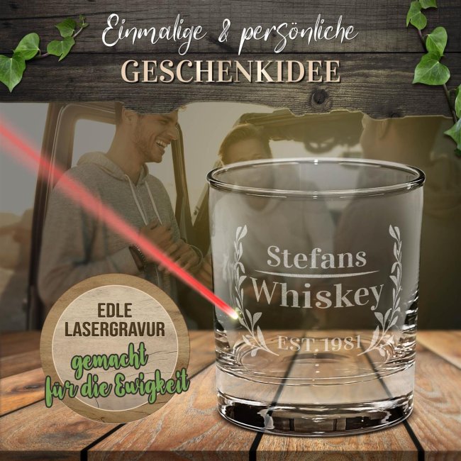 Whiskyglas - Whiskey-Jahr &amp; Name - 300 ml