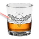 Whiskyglas - Totenkopf Engel-Jahr &amp; Name - 300 ml