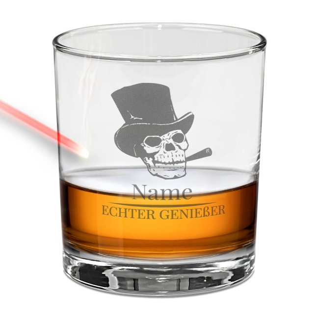 Whiskyglas - Totenkopf Echter Genie&szlig;er-Name - 300 ml