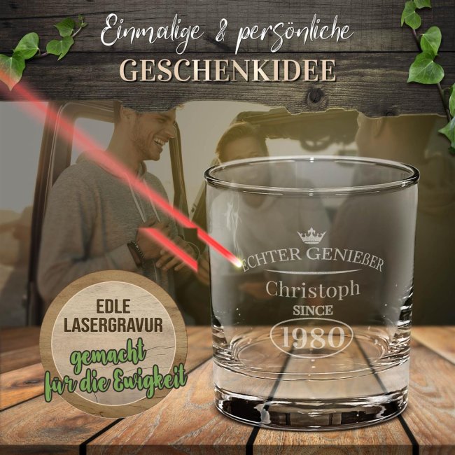 Whiskyglas - Echter Genie&szlig;er-Jahr &amp; Name - 300 ml