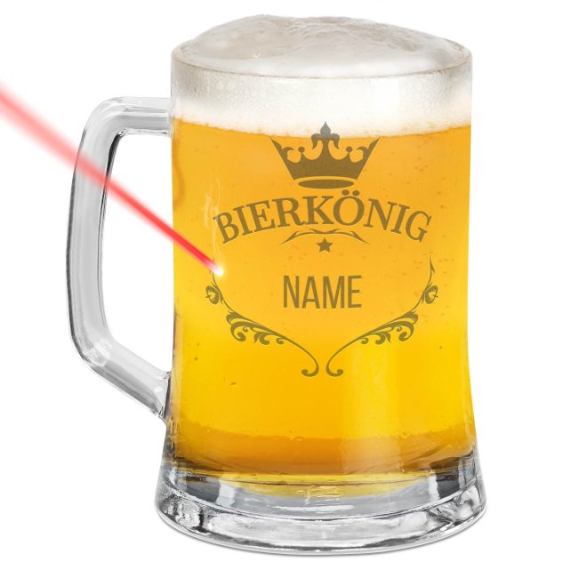 Glas-Bierkrug - Bierk&ouml;nig-Name - 450 ml - mit Henkel