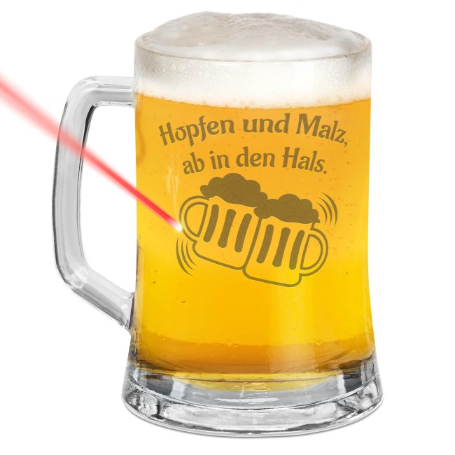 Glas-Bierkrug - Hopfen und Malz - OnDemand 450 ml - mit Henkel