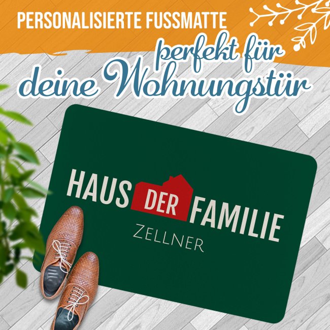 Filz-Fu&szlig;matte - Haus der Familie - mit Name personalisieren - 60 x 40 cm