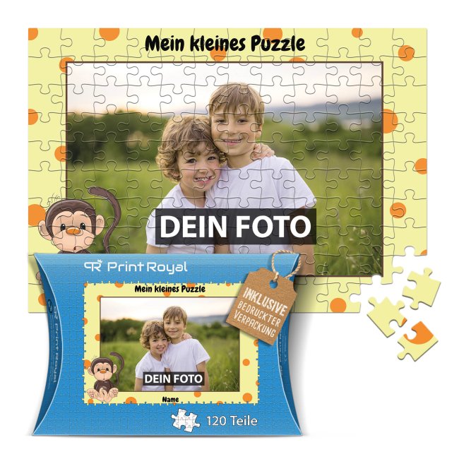 Fotopuzzle f&uuml;r Kinder selbst gestalten - Mein kleines Puzzle mit Name - Affe - 120 Teile