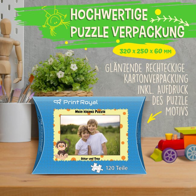 Fotopuzzle f&uuml;r Kinder selbst gestalten - Mein kleines Puzzle mit Name - Affe - 120 Teile