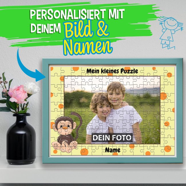 Fotopuzzle f&uuml;r Kinder selbst gestalten - Mein kleines Puzzle mit Name - Affe - 120 Teile