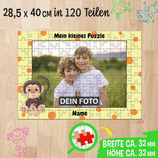 Fotopuzzle f&uuml;r Kinder selbst gestalten - Mein kleines Puzzle mit Name - Affe - 120 Teile