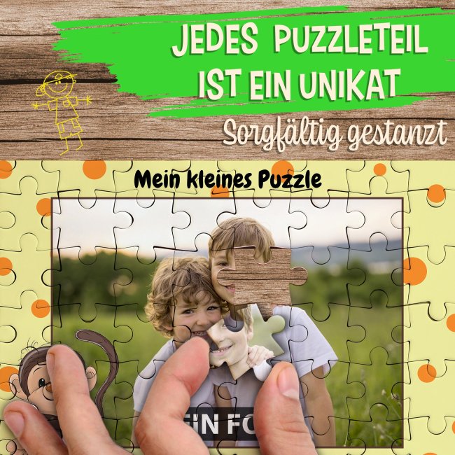 Fotopuzzle f&uuml;r Kinder selbst gestalten - Mein kleines Puzzle mit Name - Affe - 120 Teile