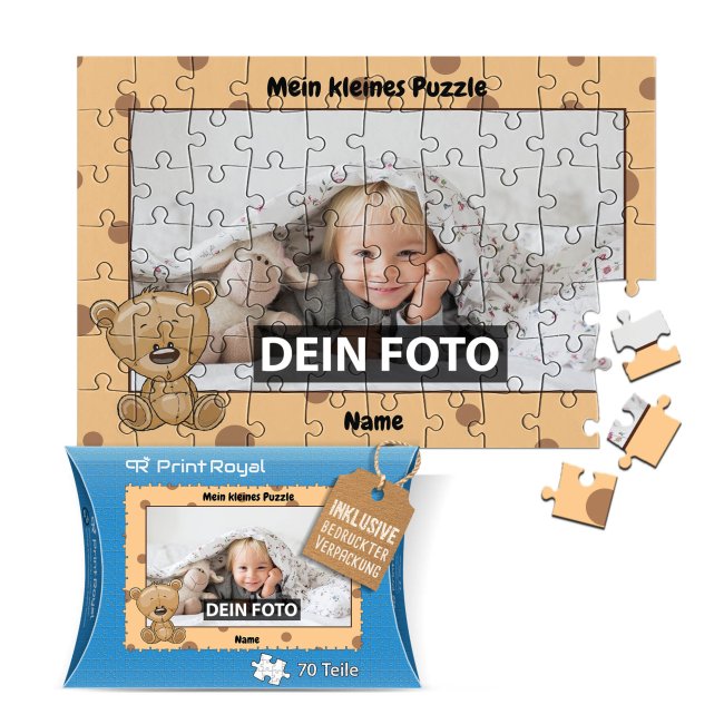 Fotopuzzle f&uuml;r Kinder selbst gestalten - Mein kleines Puzzle mit Name - B&auml;r - 70 Teile