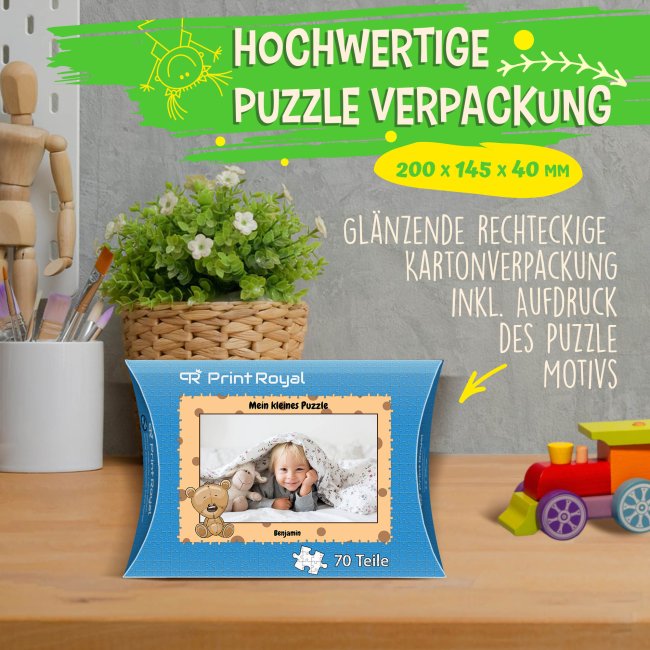 Fotopuzzle f&uuml;r Kinder selbst gestalten - Mein kleines Puzzle mit Name - B&auml;r - 70 Teile