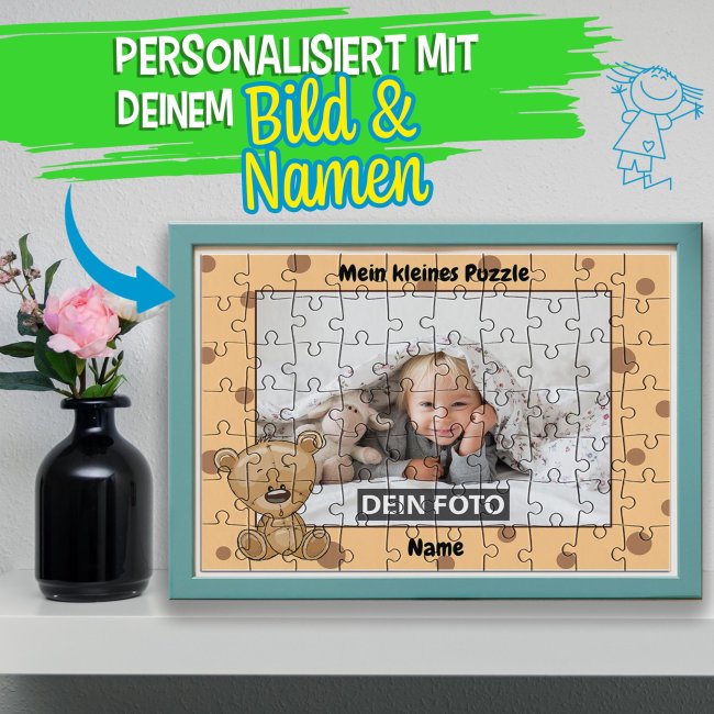 Fotopuzzle f&uuml;r Kinder selbst gestalten - Mein kleines Puzzle mit Name - B&auml;r - 70 Teile