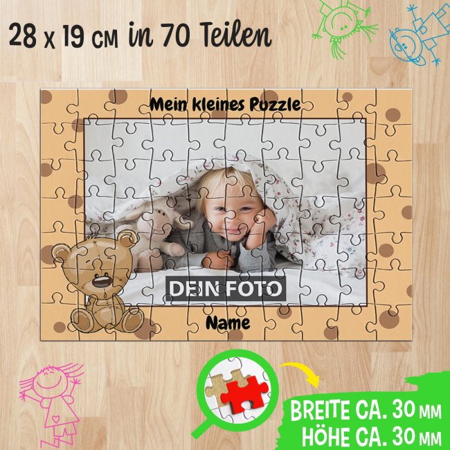 Fotopuzzle f&uuml;r Kinder selbst gestalten - Mein kleines Puzzle mit Name - B&auml;r - 70 Teile