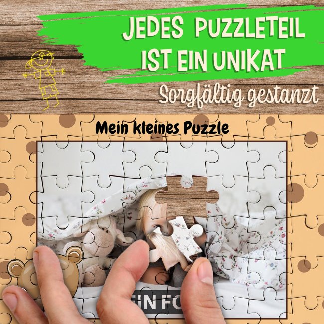 Fotopuzzle f&uuml;r Kinder selbst gestalten - Mein kleines Puzzle mit Name - B&auml;r - 70 Teile