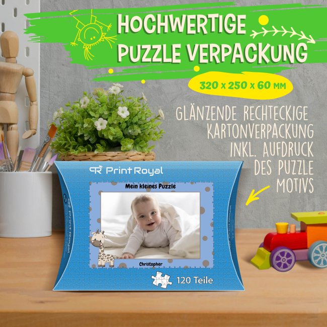 Fotopuzzle f&uuml;r Kinder selbst gestalten - Mein kleines Puzzle mit Name - Giraffe - 120 Teile