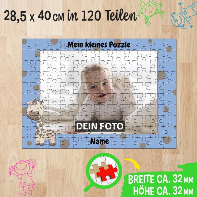 Fotopuzzle f&uuml;r Kinder selbst gestalten - Mein kleines Puzzle mit Name - Giraffe - 120 Teile