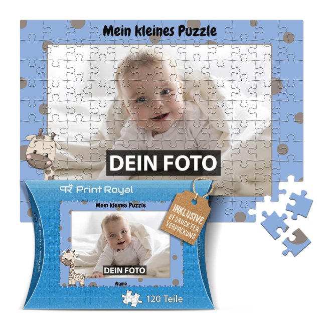 Fotopuzzle f&uuml;r Kinder selbst gestalten - Mein kleines Puzzle mit Name - Giraffe - 120 Teile