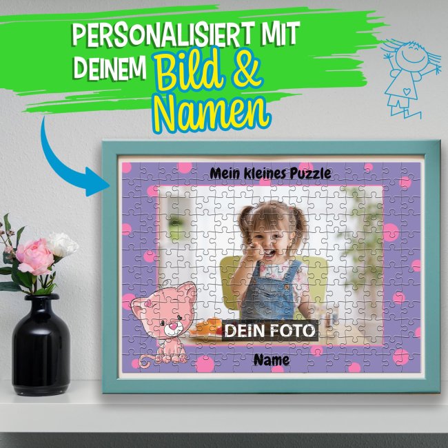 Fotopuzzle f&uuml;r Kinder selbst gestalten - Mein kleines Puzzle mit Name - Katze - 192 Teile