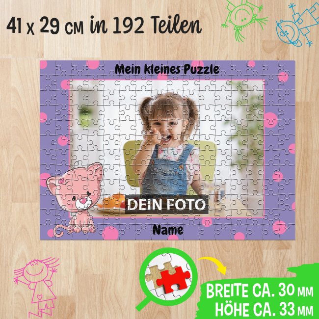 Fotopuzzle f&uuml;r Kinder selbst gestalten - Mein kleines Puzzle mit Name - Katze - 192 Teile