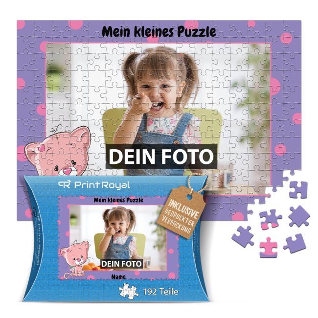 Fotopuzzle f&uuml;r Kinder selbst gestalten - Mein kleines Puzzle mit Name - Katze - 192 Teile
