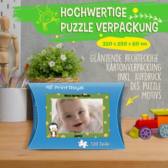 Fotopuzzle f&uuml;r Kinder selbst gestalten - Mein kleines Puzzle mit Name - Pinguin - 120 Teile