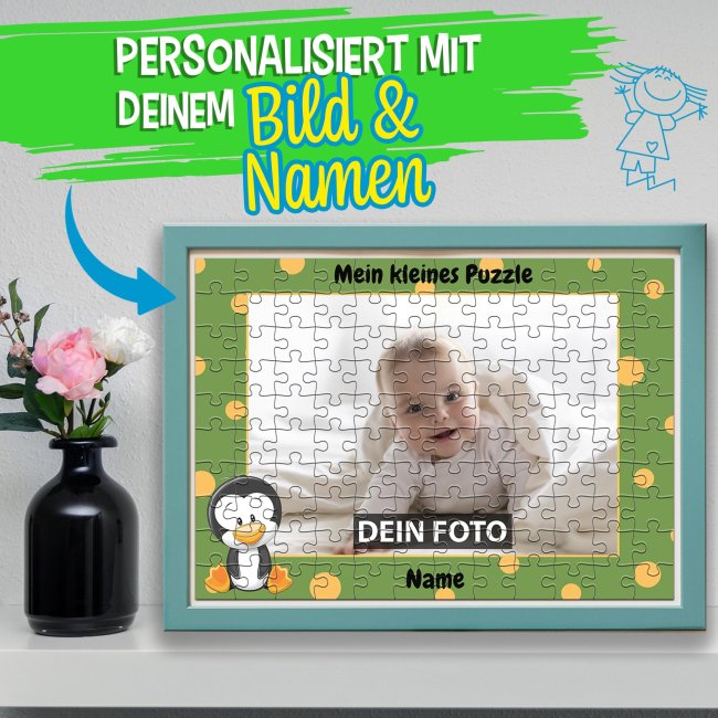 Fotopuzzle f&uuml;r Kinder selbst gestalten - Mein kleines Puzzle mit Name - Pinguin - 120 Teile