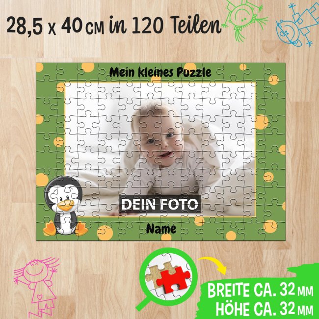 Fotopuzzle f&uuml;r Kinder selbst gestalten - Mein kleines Puzzle mit Name - Pinguin - 120 Teile