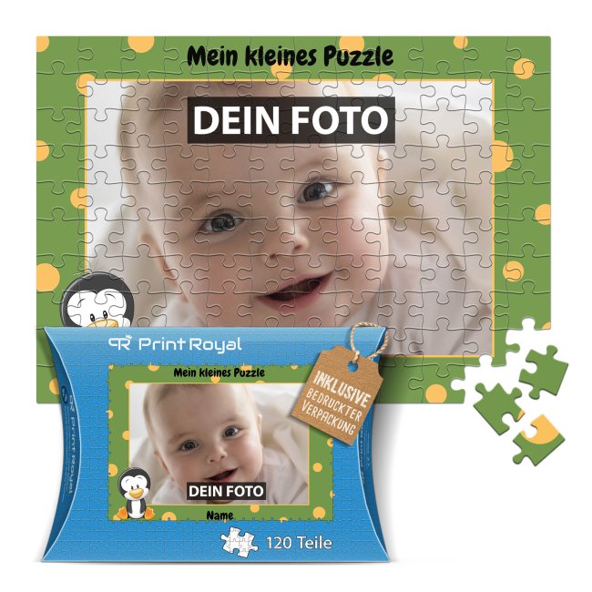 Fotopuzzle f&uuml;r Kinder selbst gestalten - Mein kleines Puzzle mit Name - Pinguin - 120 Teile