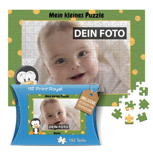 Fotopuzzle f&uuml;r Kinder selbst gestalten - Mein kleines Puzzle mit Name - Pinguin - 192 Teile