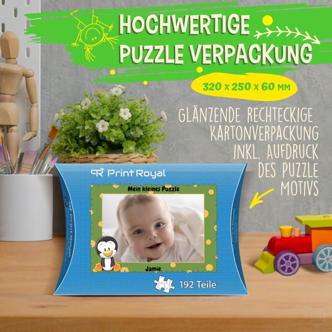 Fotopuzzle f&uuml;r Kinder selbst gestalten - Mein kleines Puzzle mit Name - Pinguin - 192 Teile