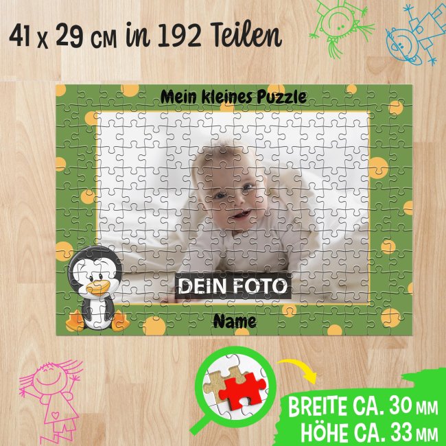 Fotopuzzle f&uuml;r Kinder selbst gestalten - Mein kleines Puzzle mit Name - Pinguin - 192 Teile