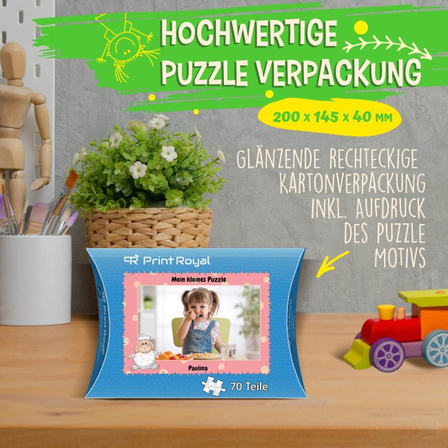 Fotopuzzle f&uuml;r Kinder selbst gestalten - Mein kleines Puzzle mit Name - Schaf - 70 Teile