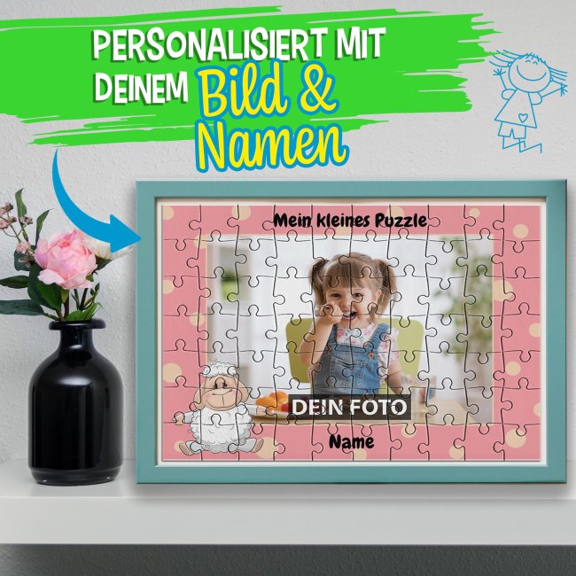 Fotopuzzle f&uuml;r Kinder selbst gestalten - Mein kleines Puzzle mit Name - Schaf - 70 Teile