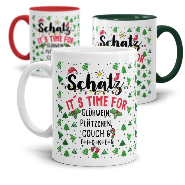 Weihnachtstasse - Time for Pl&auml;tzchen, Couch &amp;