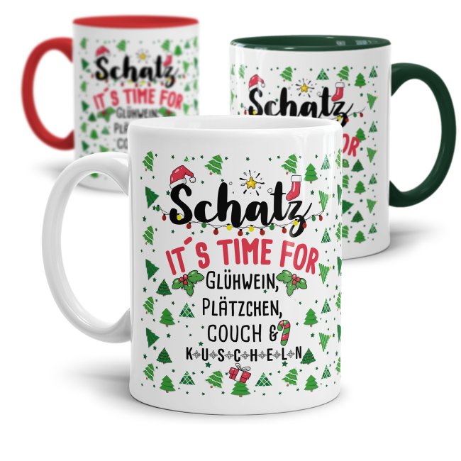 Weihnachtstasse - Time for Pl&auml;tzchen, Couch &amp; kuscheln