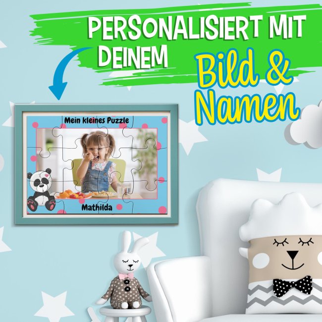 Holzpuzzle f&uuml;r Kinder selbst gestalten - Kleines Puzzle mit Name - Tier -