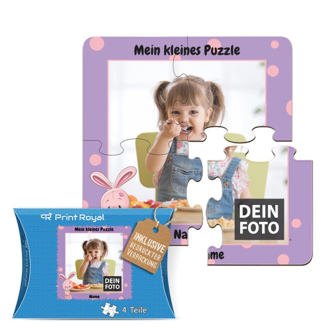 Holzpuzzle f&uuml;r Kinder selbst gestalten - Kleines Puzzle mit Name - Tier -