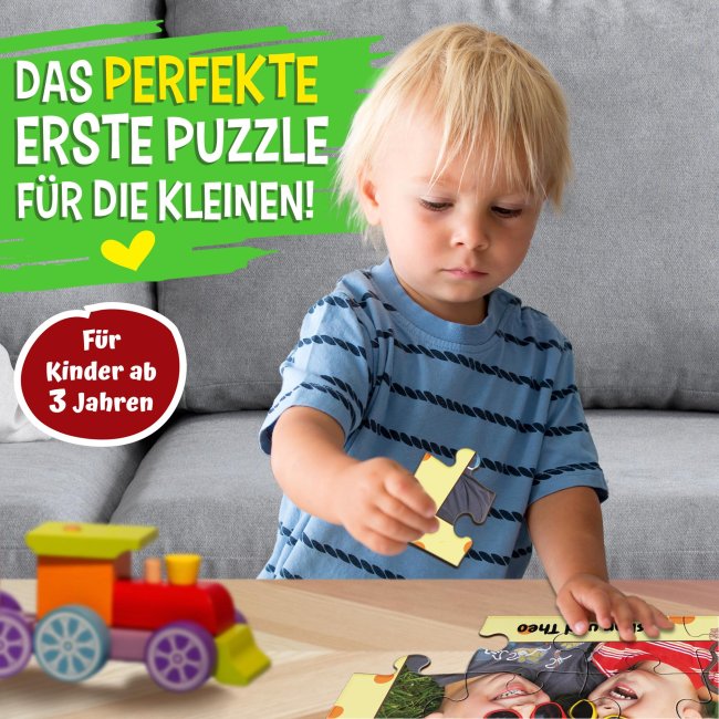 Holzpuzzle mit Foto selbst gestalten f&uuml;r Kinder - Kleines Puzzle mit Name - Affe - 12 Teile