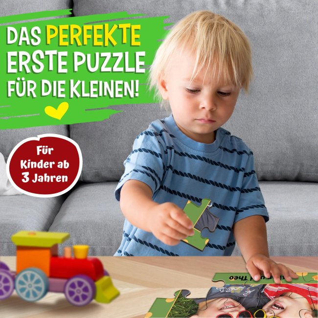 Holzpuzzle mit Foto selbst gestalten f&uuml;r Kinder - Kleines Puzzle mit Name - Pinguin - 12 Teile